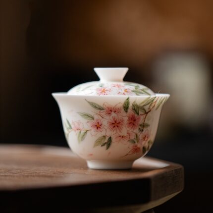 Peach Blossom Hand-Painted Gaiwan