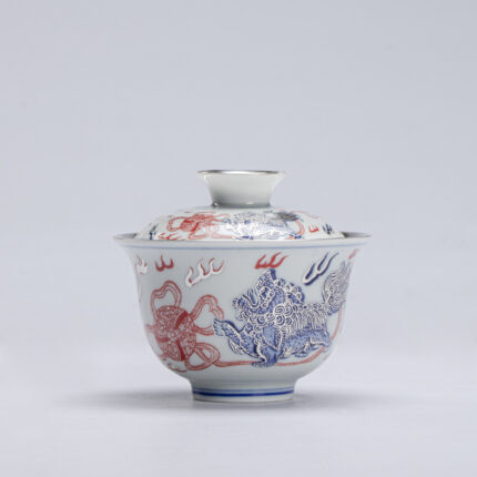 Handmade 999 Silver Lion With Ball Gaiwan 150ml